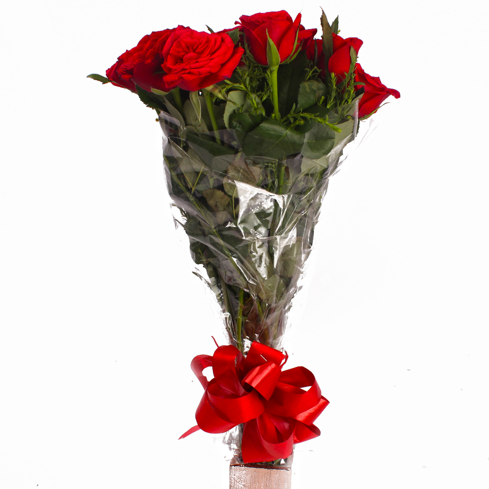 Eighteen Red Roses in Cellophane Wrapped Bunch