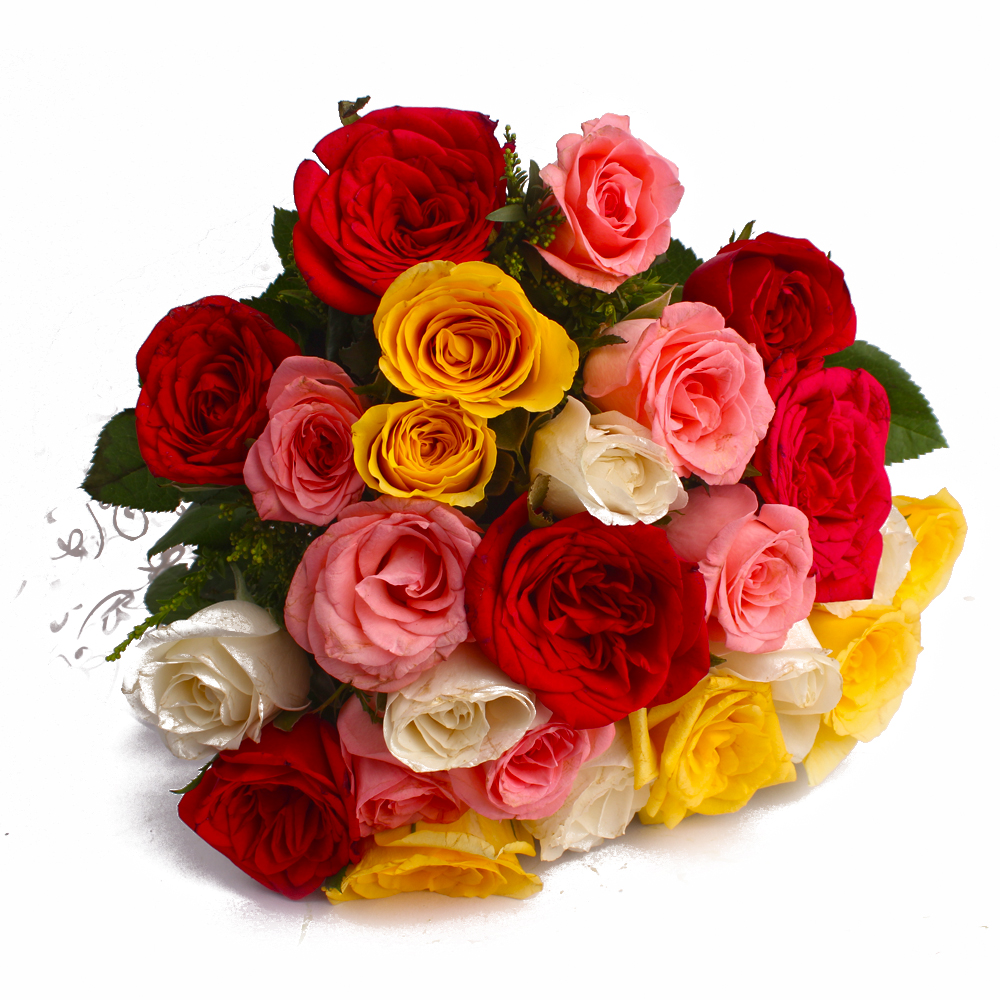 Mix Color 25 Roses Hand Bunch