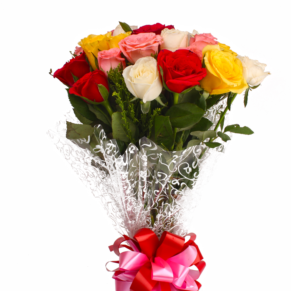 Mix Color 25 Roses Hand Bunch