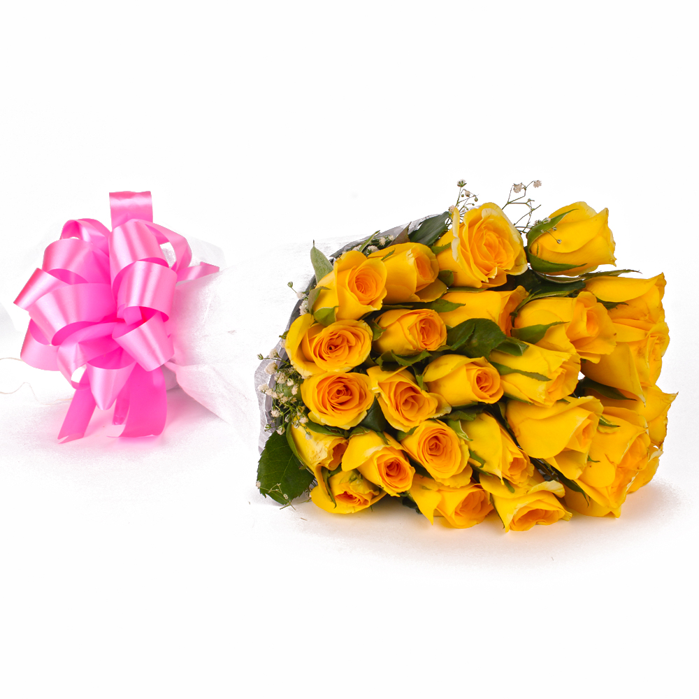 Yellow Roses Designer Bouquet in Tissue Wrapping