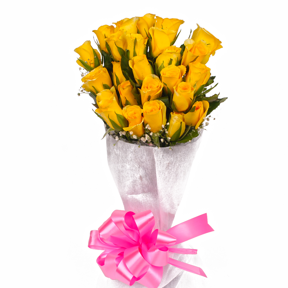 Yellow Roses Designer Bouquet in Tissue Wrapping