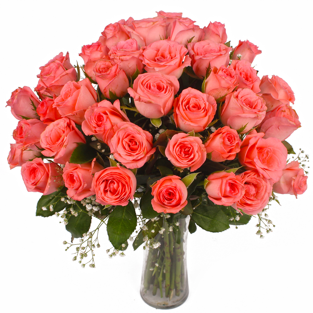 Special Vase of 50 Pink Roses
