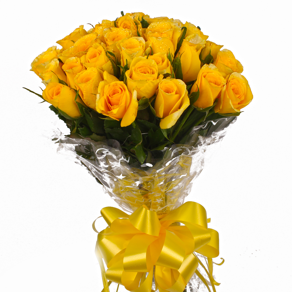 Sunny 25 Yellow Roses Bunch
