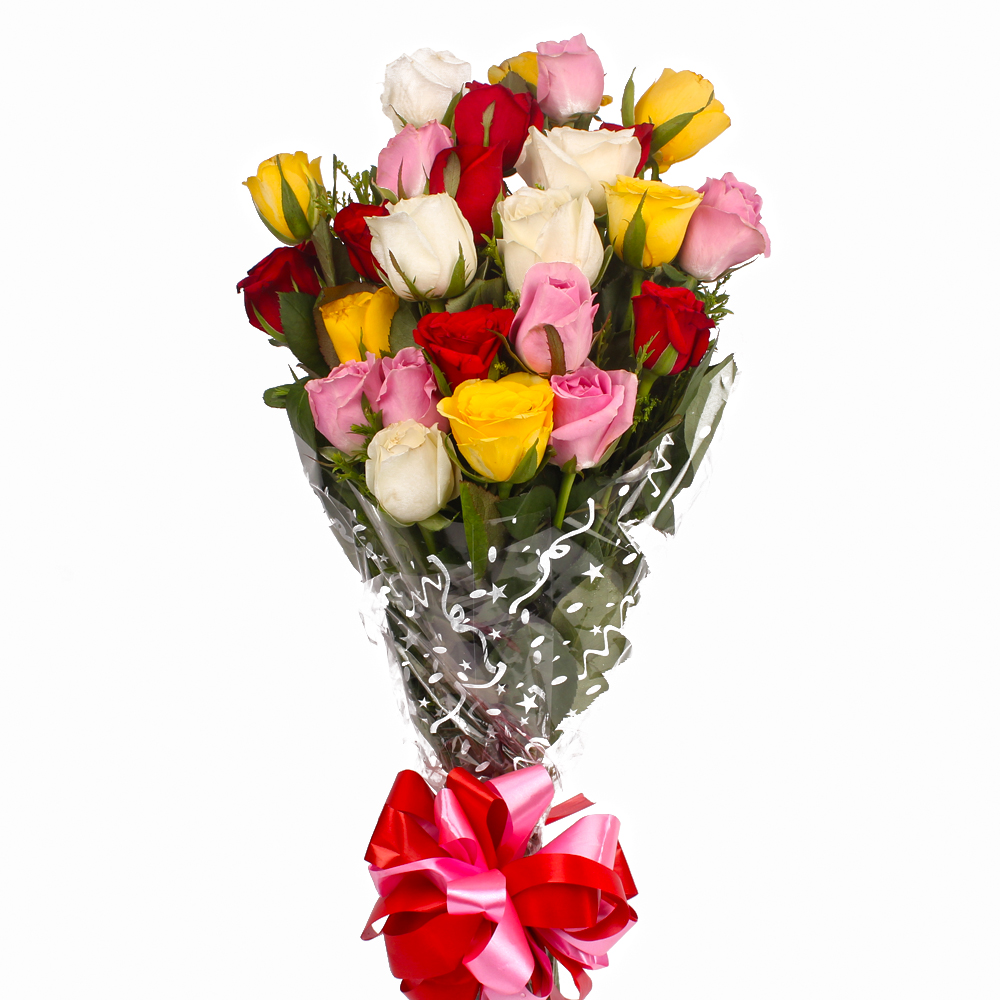 Colorful Twenty Five Roses Bouquet