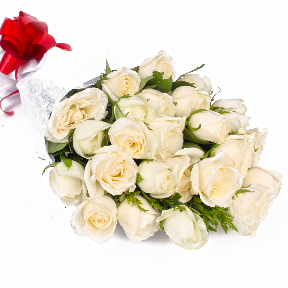 Bouquet of 25 White Roses