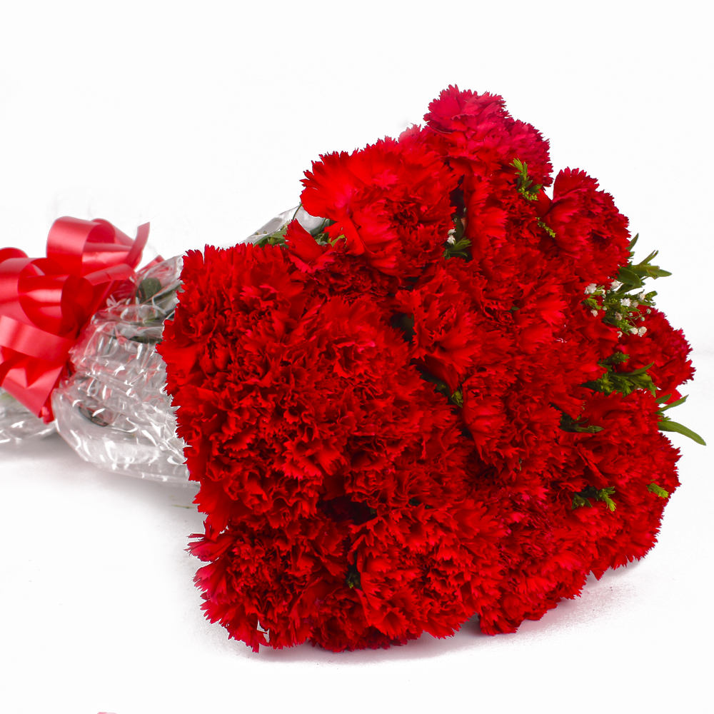 Romance Remindering Red Carnations Bouquet