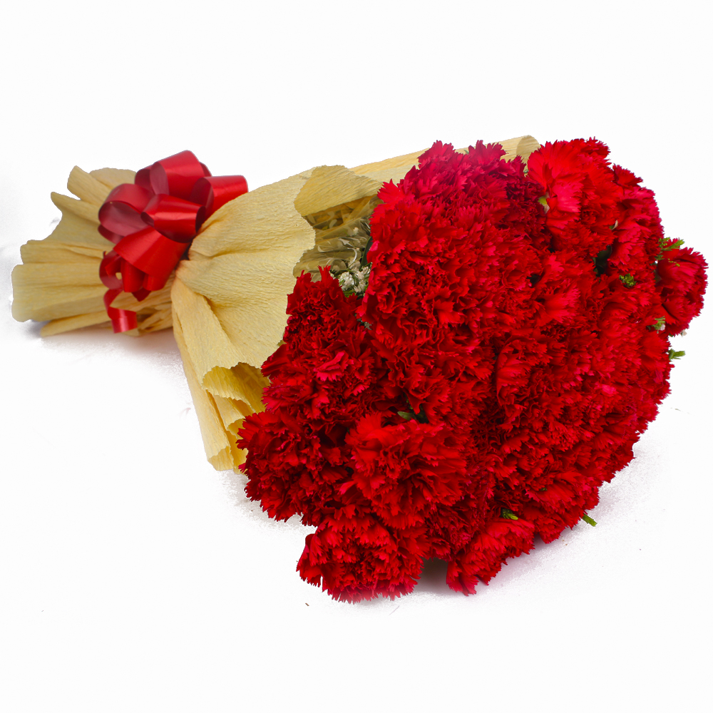 Thirty Red Carnations in Tissue Wrapping