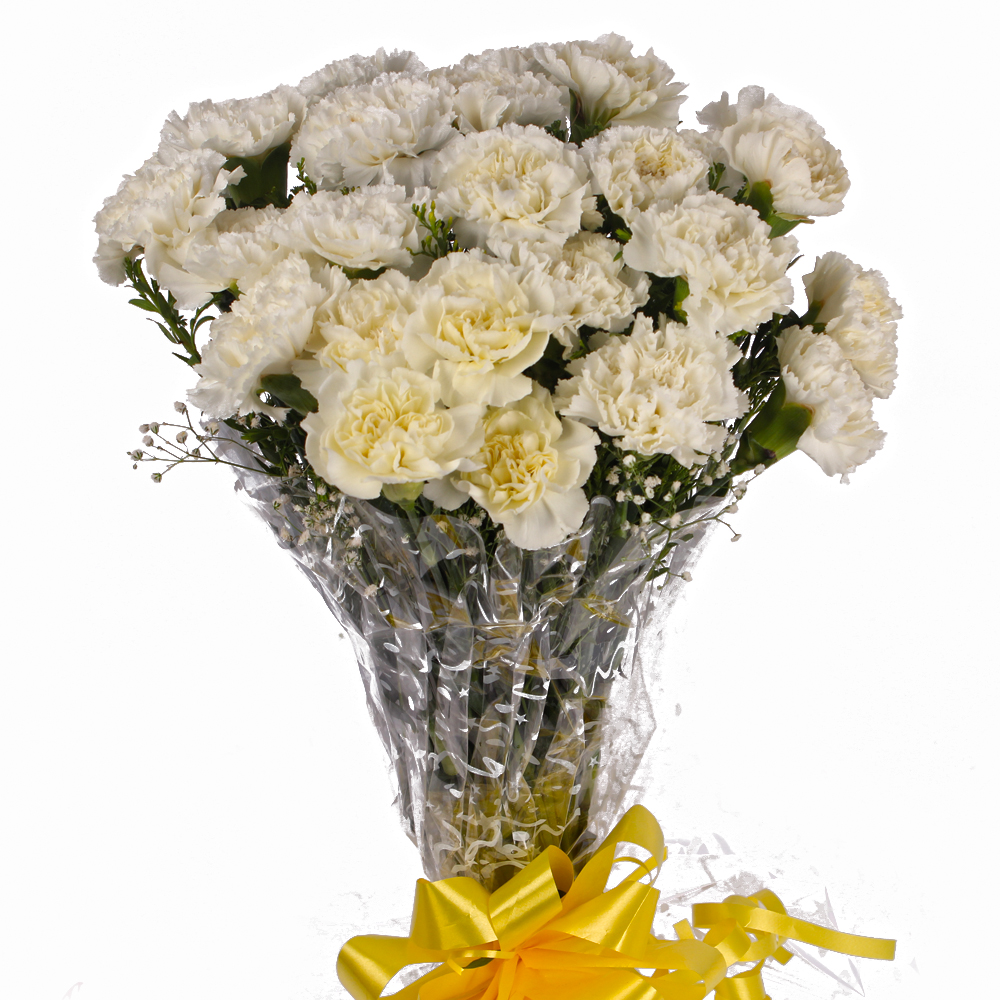 Twenty Two White Carnations Bouquet