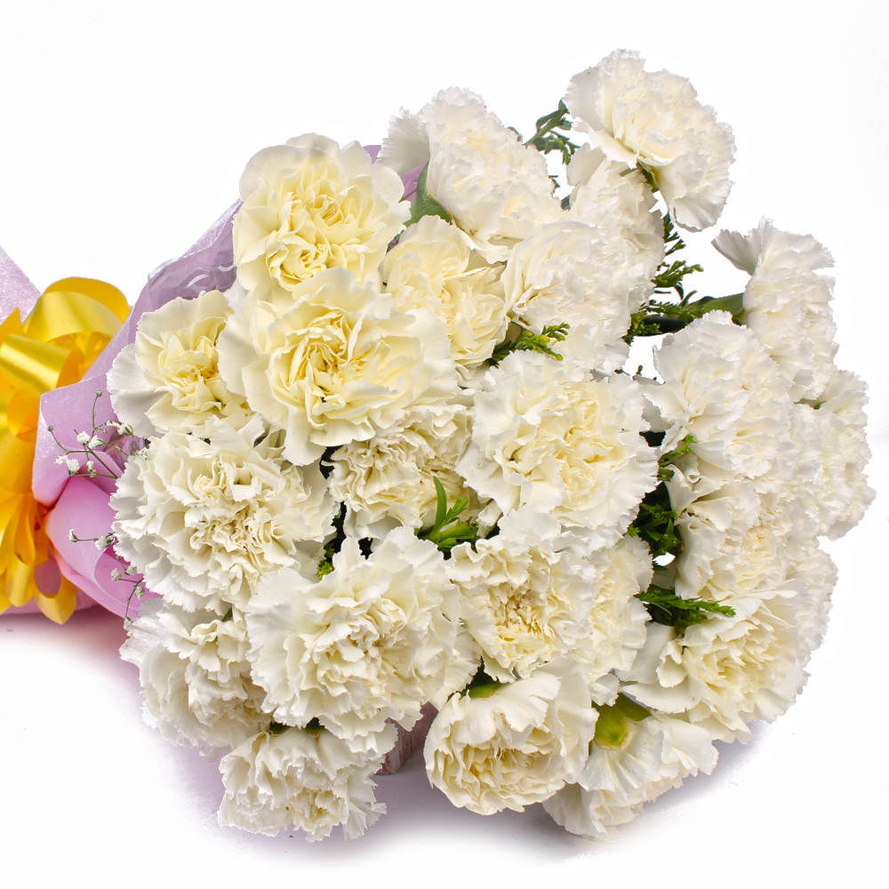 Twenty Five White Carnations Designer Bouquet