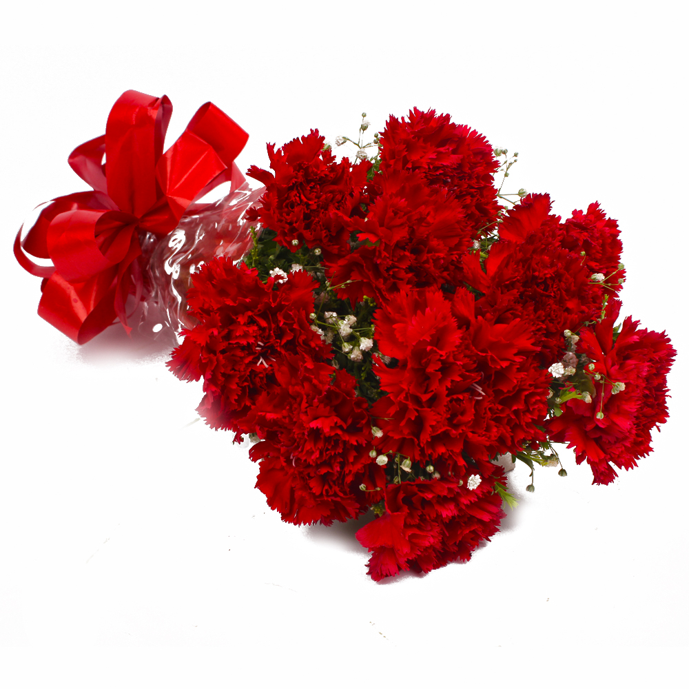 Ten Love Red Carnations Bouquet