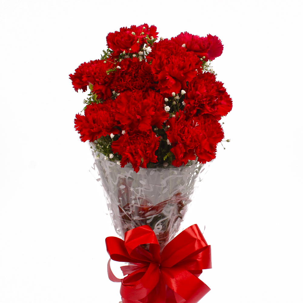 Ten Love Red Carnations Bouquet