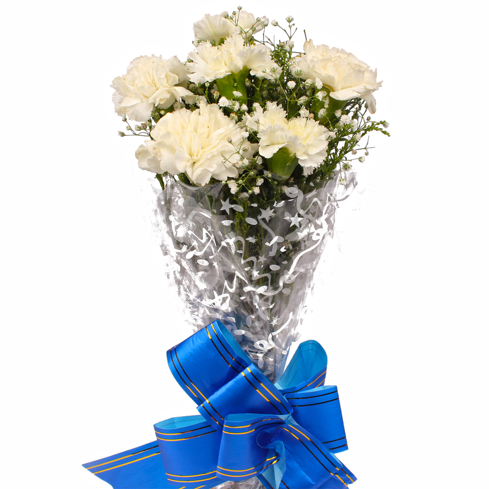 Bouquet of Pure Six White Carnations