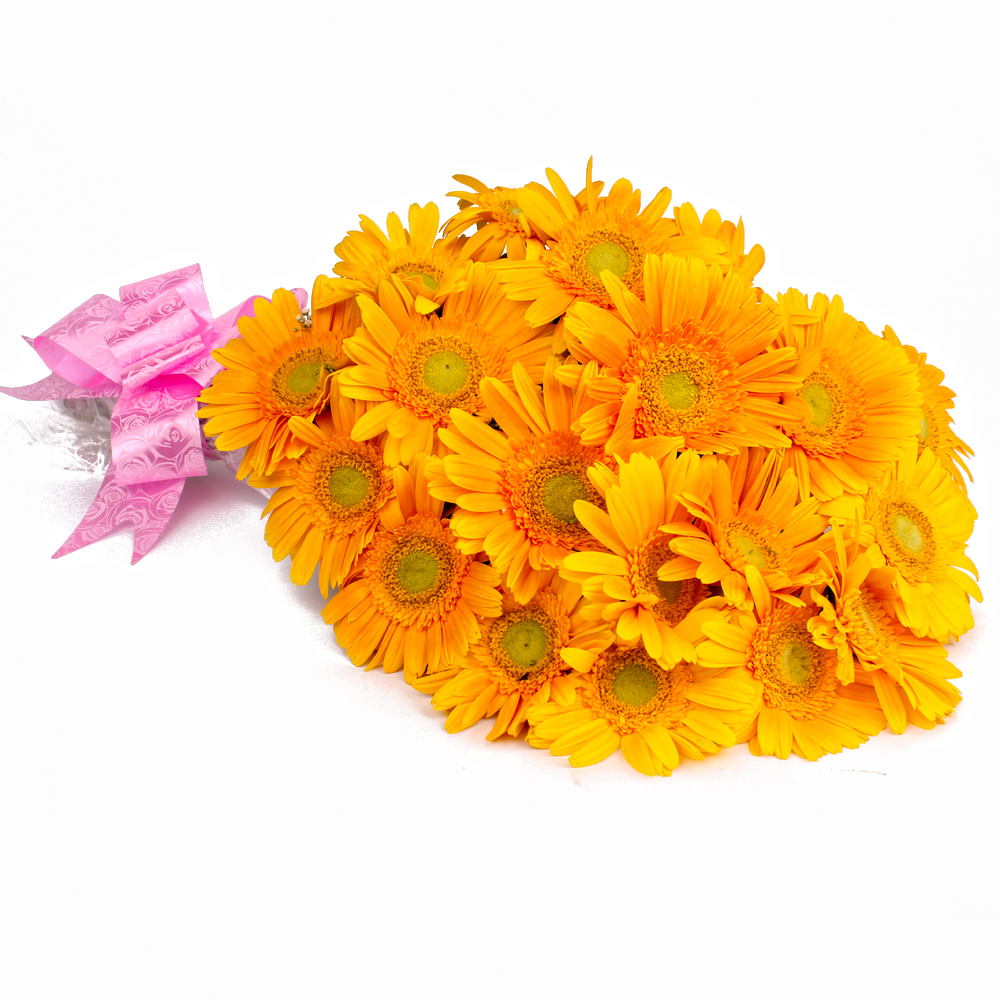 Bouquet of 18 Stem of Yellow Gerberas