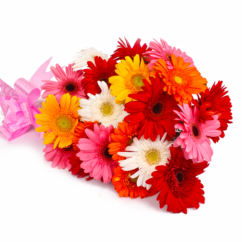 Eighteen Colorful Gerberas Bouquet