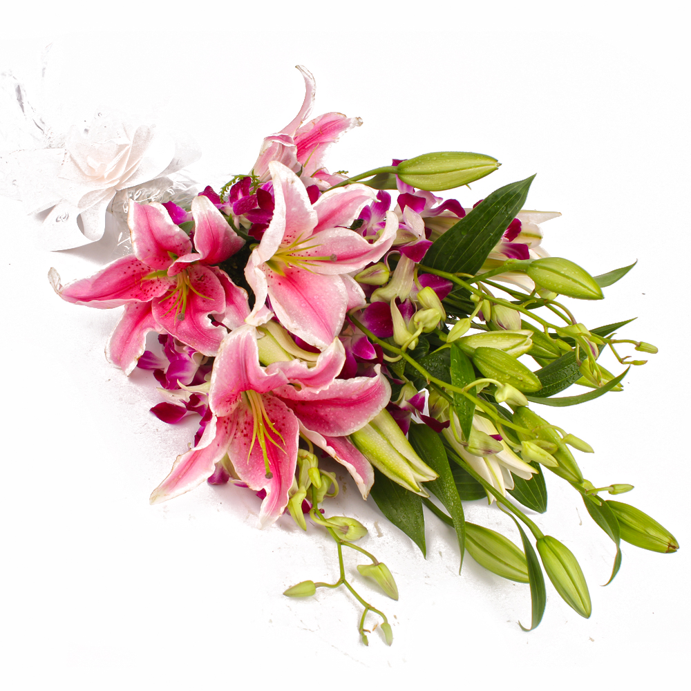 Fabulous Exotic Lilies and Orchids Bouquet