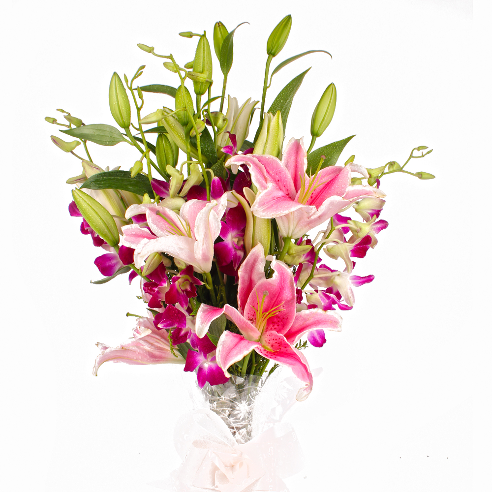 Fabulous Exotic Lilies and Orchids Bouquet
