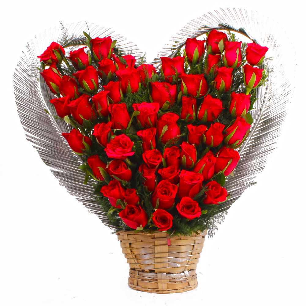 Heart Shape Arrangement of Fifty Red Roses