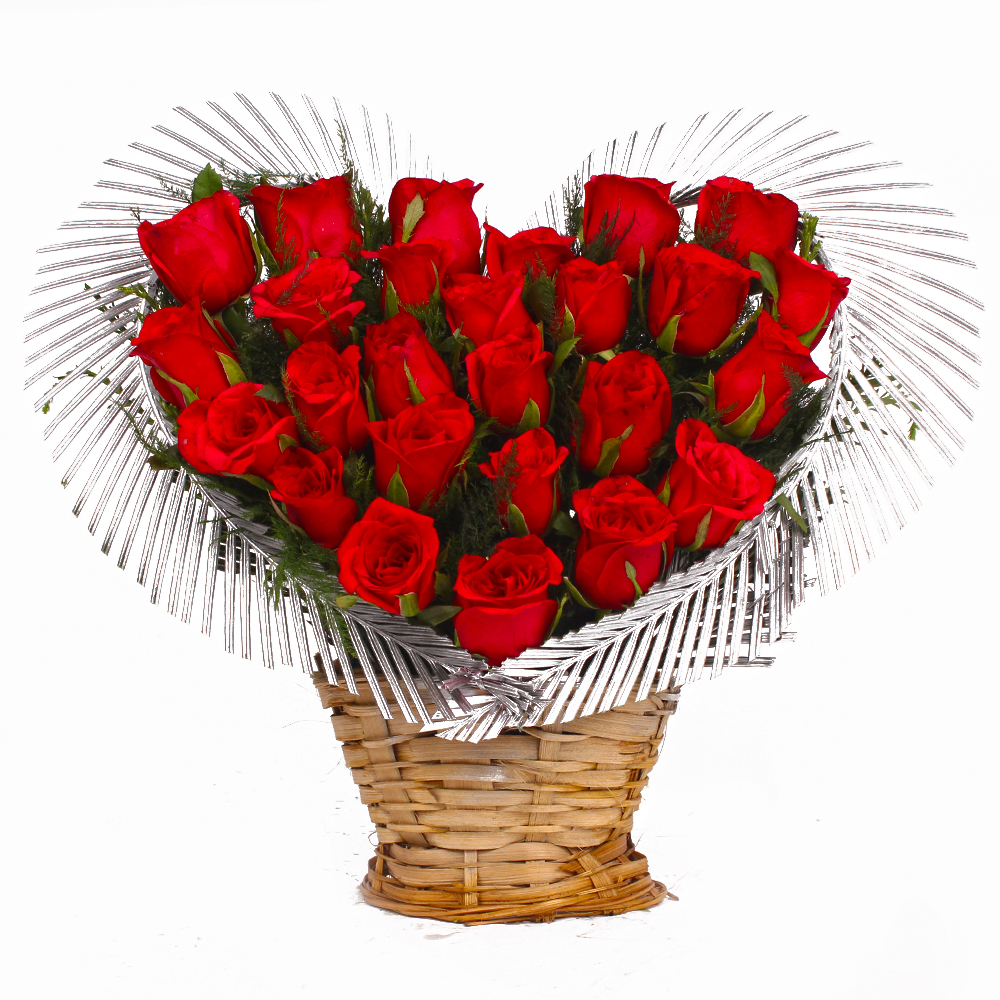 Heart Shape Arrangement of Twenty Five Red Roses