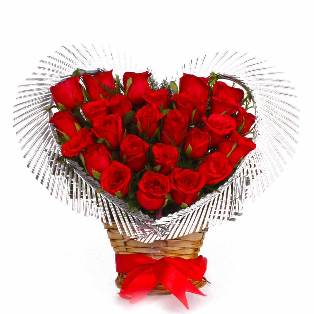Twenty Five Red Roses in Heart Shape Arrangement