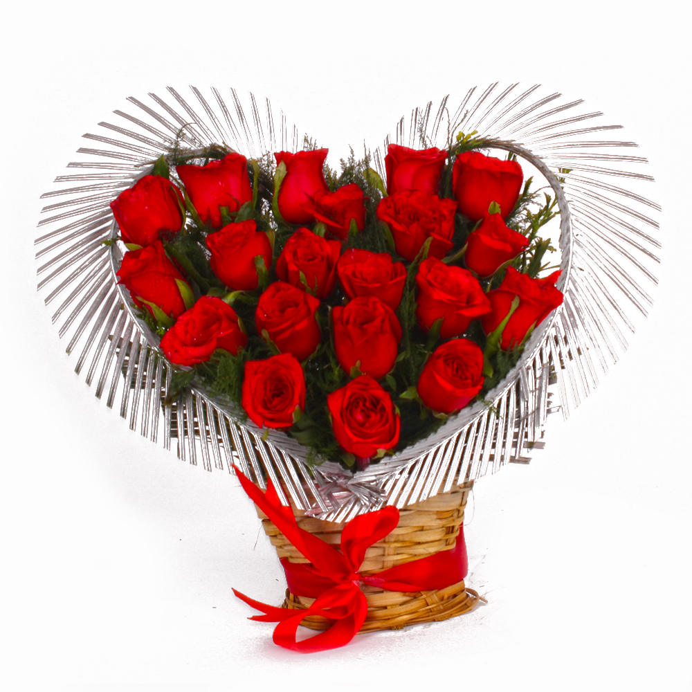 Heart Shape Arrangement of Twenty Red Roses