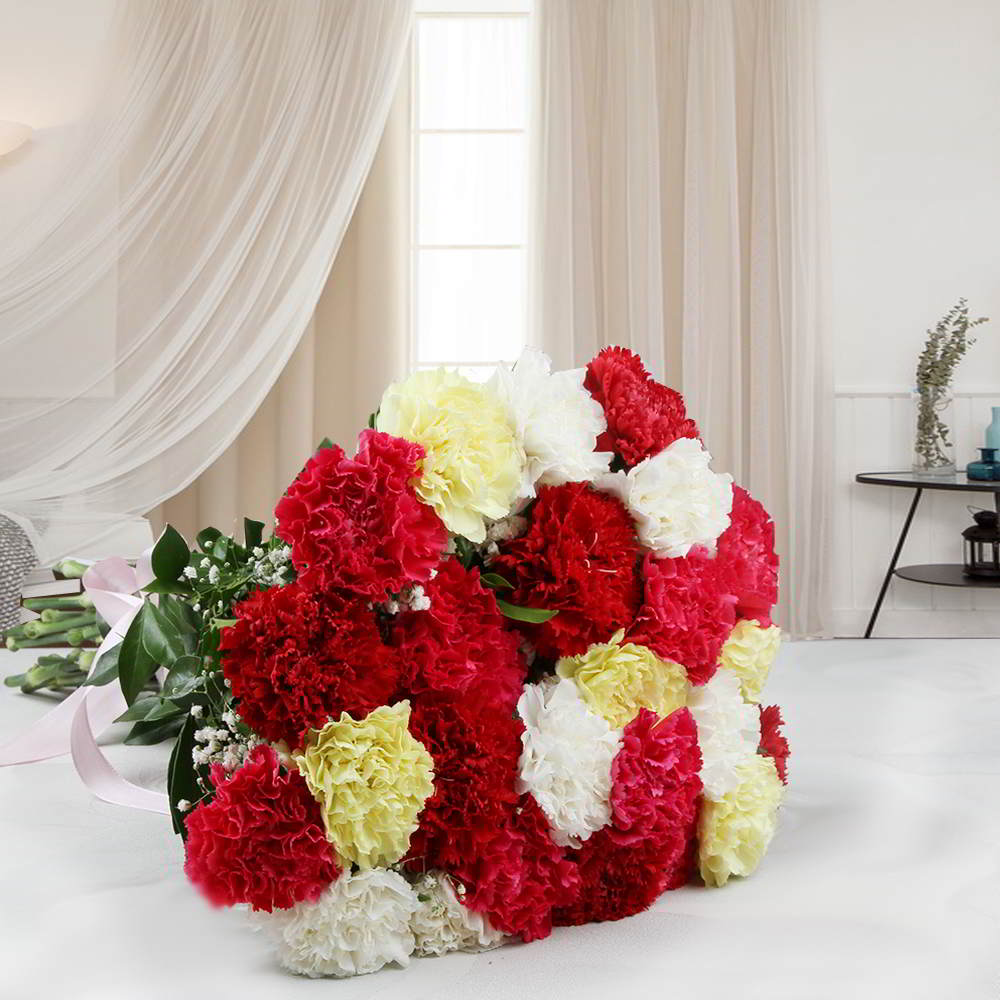 Twenty Five Mix Carnations Bouquet