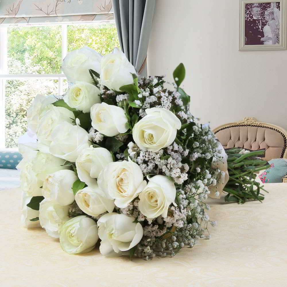 White Roses Hand Bouquet