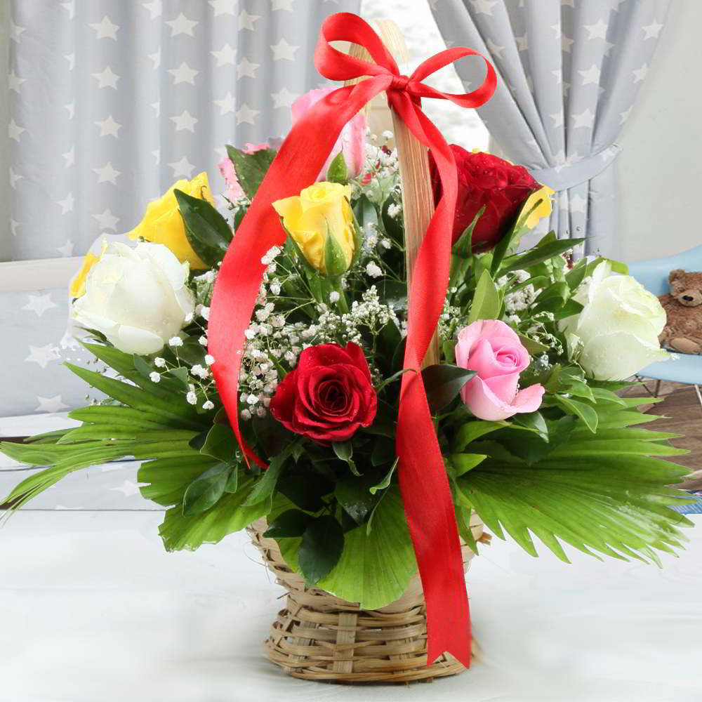 Mix Roses Basket Arrangement