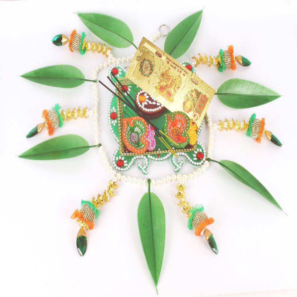 Gudi Padwa Toran and Pooja Thali with Gold Plated Lakshmi Note