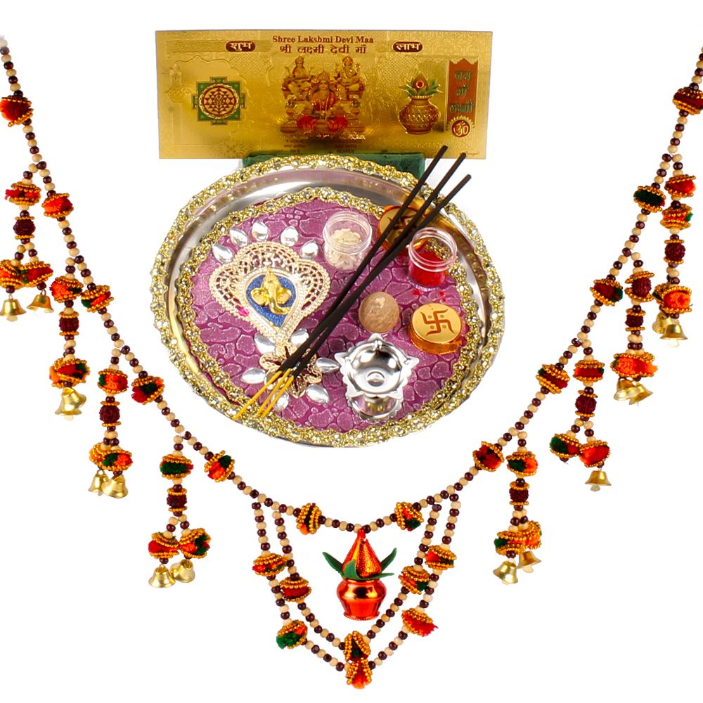 Gudi Padwa Traditional Toran Gift Set with Pooja Thali