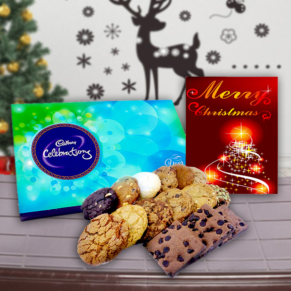 Cadbury Celebration Chocolates with Assorted Cookies and Card Combo