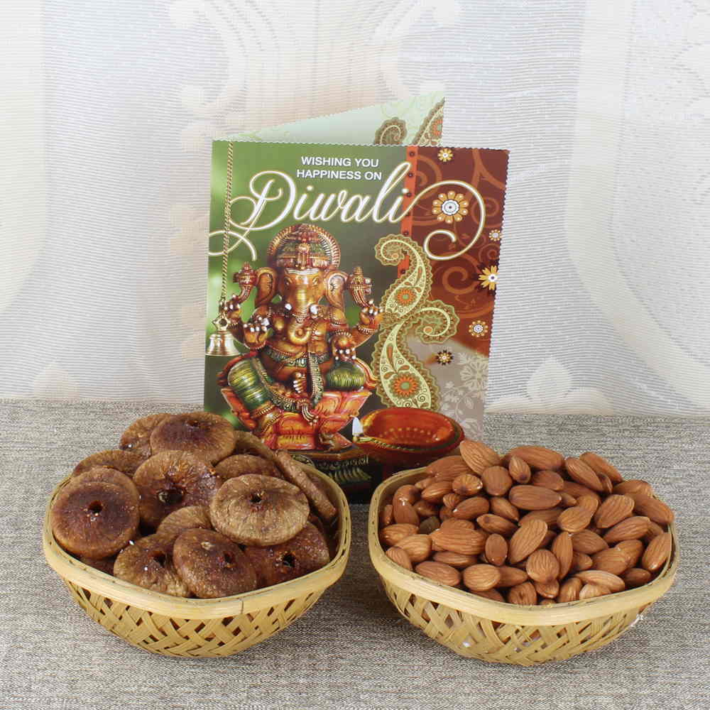 Diwali Dry fruit Basket with Greeting Card