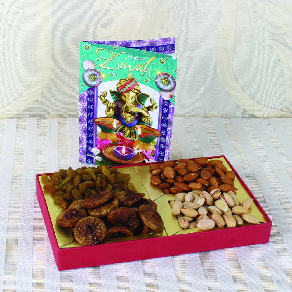 Assorted Dry fruit Box with Diwali Greeting Card