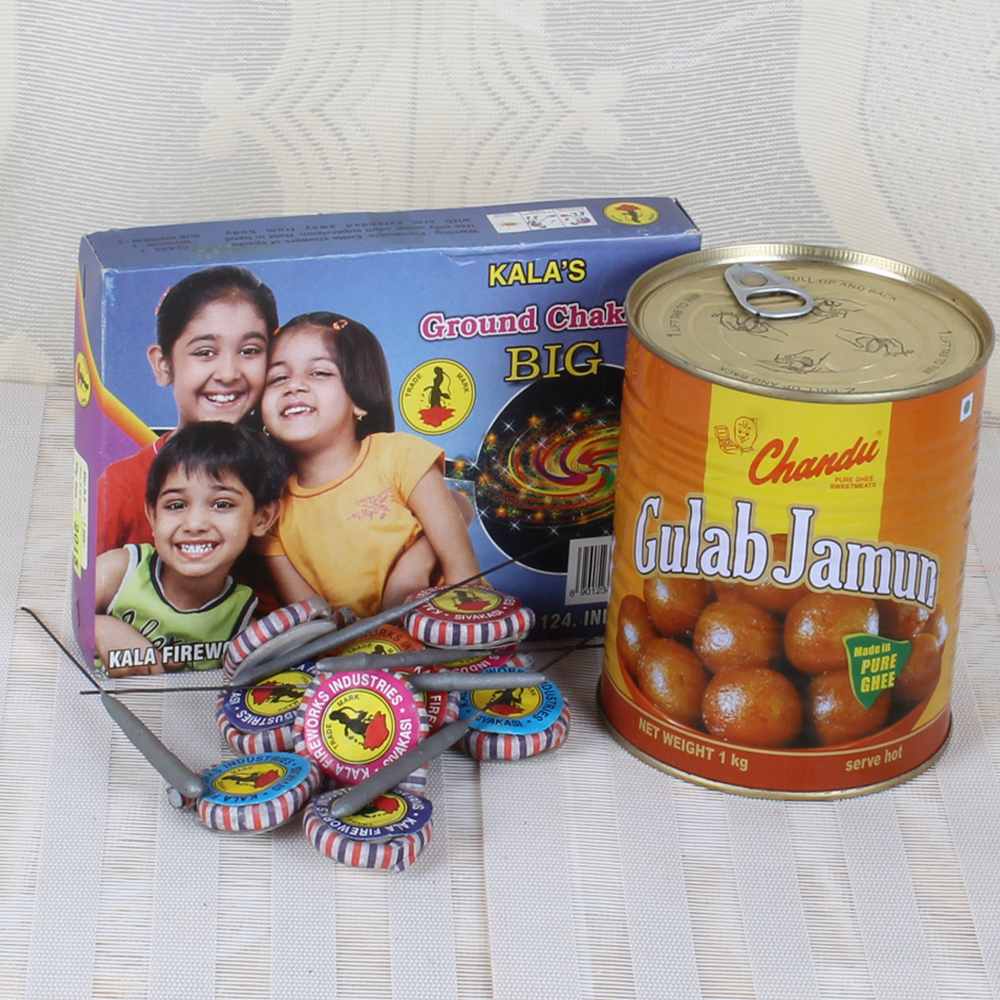 Gulab Jamun Sweets with Diwali Crackers