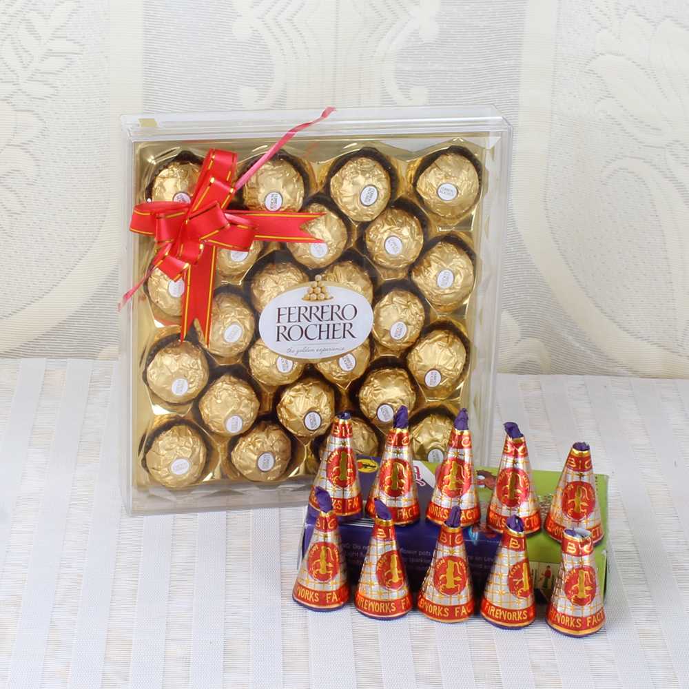 Diwali Ferrero Rocher Chocolates with Flower pot cracker