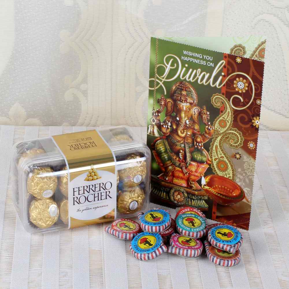 Diwali Hamper for Kids of Ferrero Chocolate with Zamin Chakkar and Greeting Card