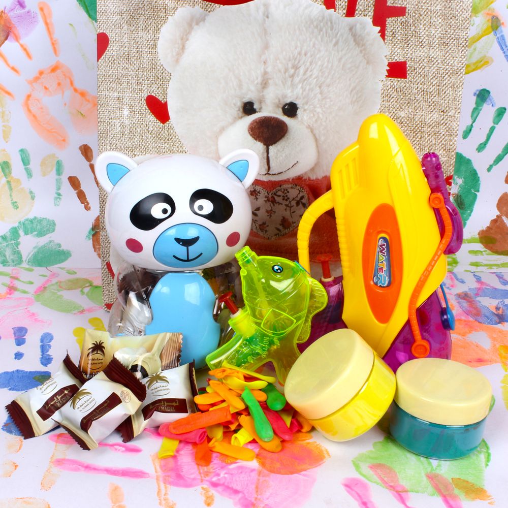 Panda Piggy Bank Dates Chocolate with Two Pichkari Holi Set