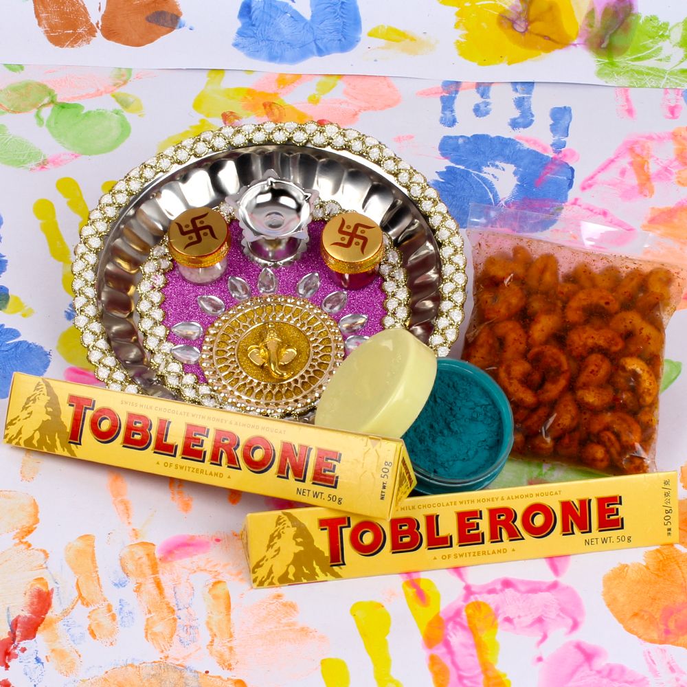 Holi Pooja Thali with Toblerone Chocolates