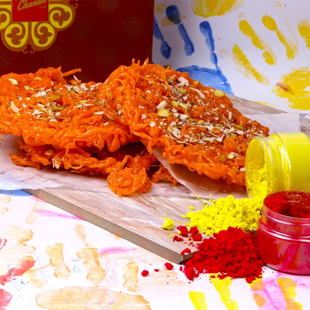 Jalebi Ghevar Holi Sweet with Herbal Colors