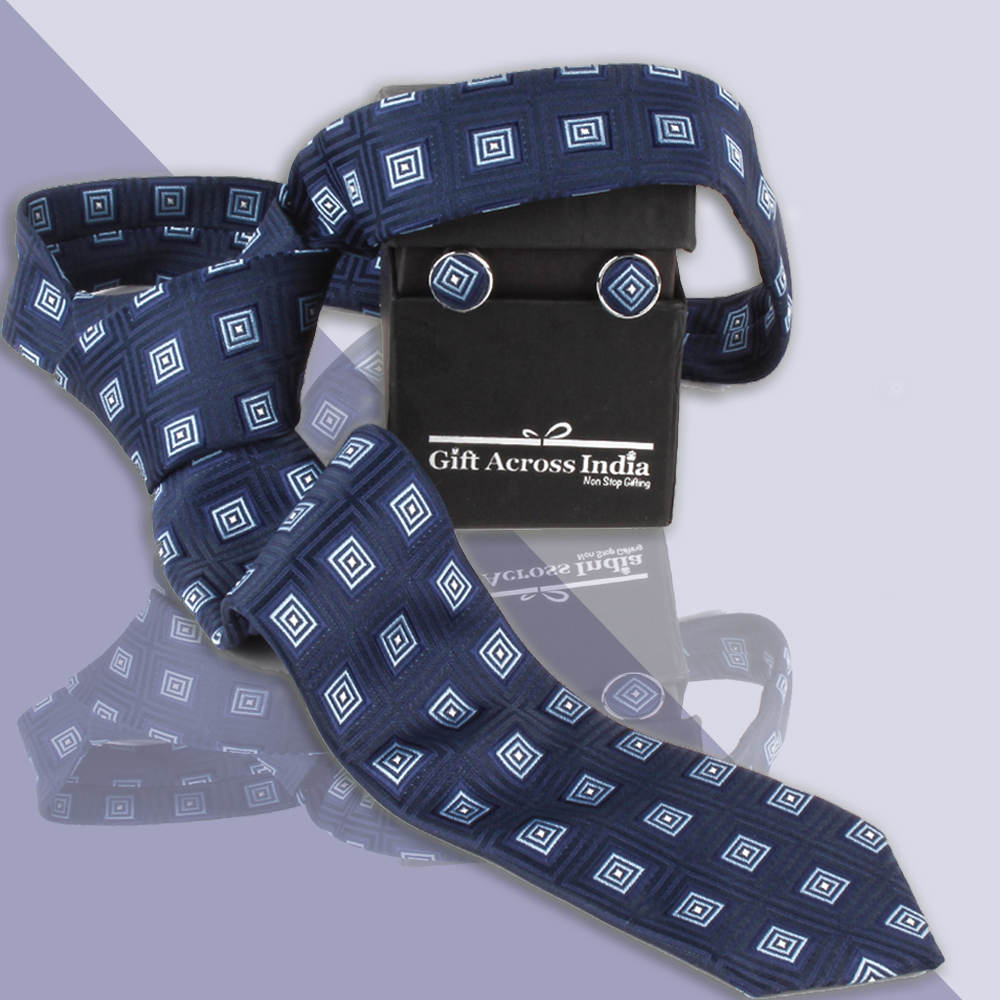 Micro Jacquard Weaved Navy Blue Tie
