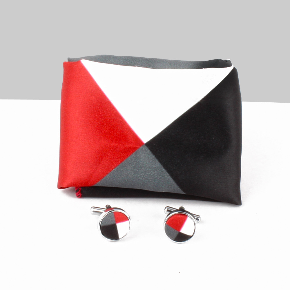 Multi Shades Handkerchief with Cufflinks Set