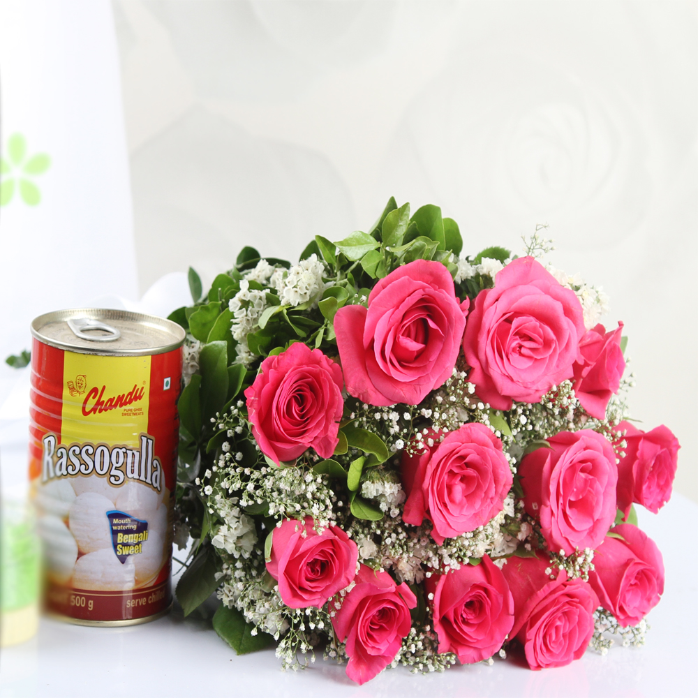 Bouquet of Pink Gerberas with Rasgullas