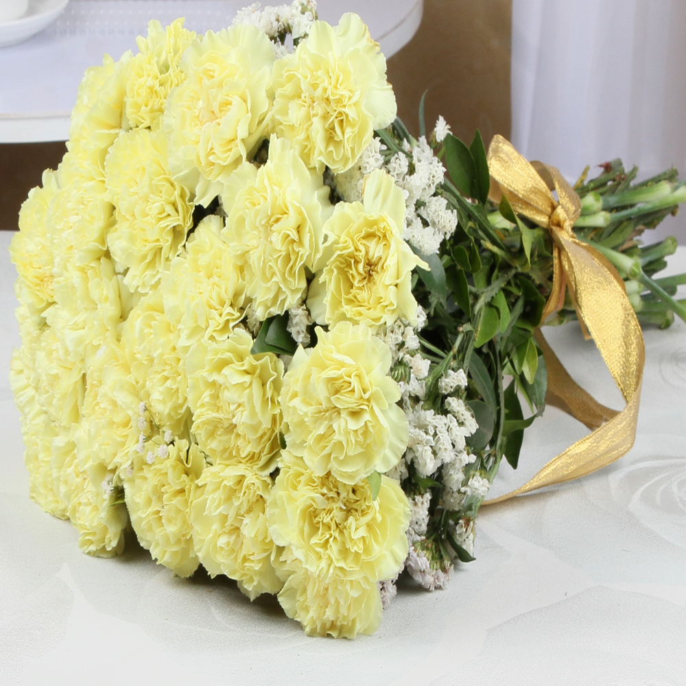 Pleasant Yellow Carnation Bouquet