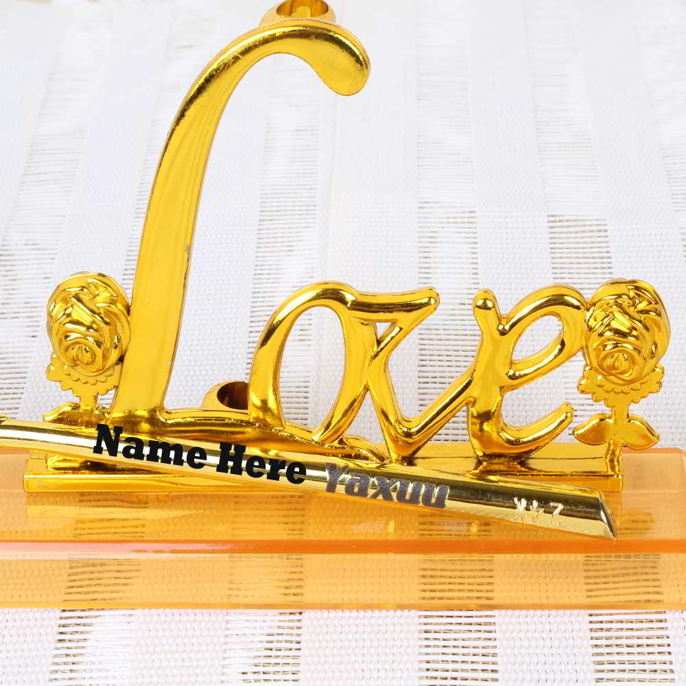 Customized Gold Plated Rose with Love Stand