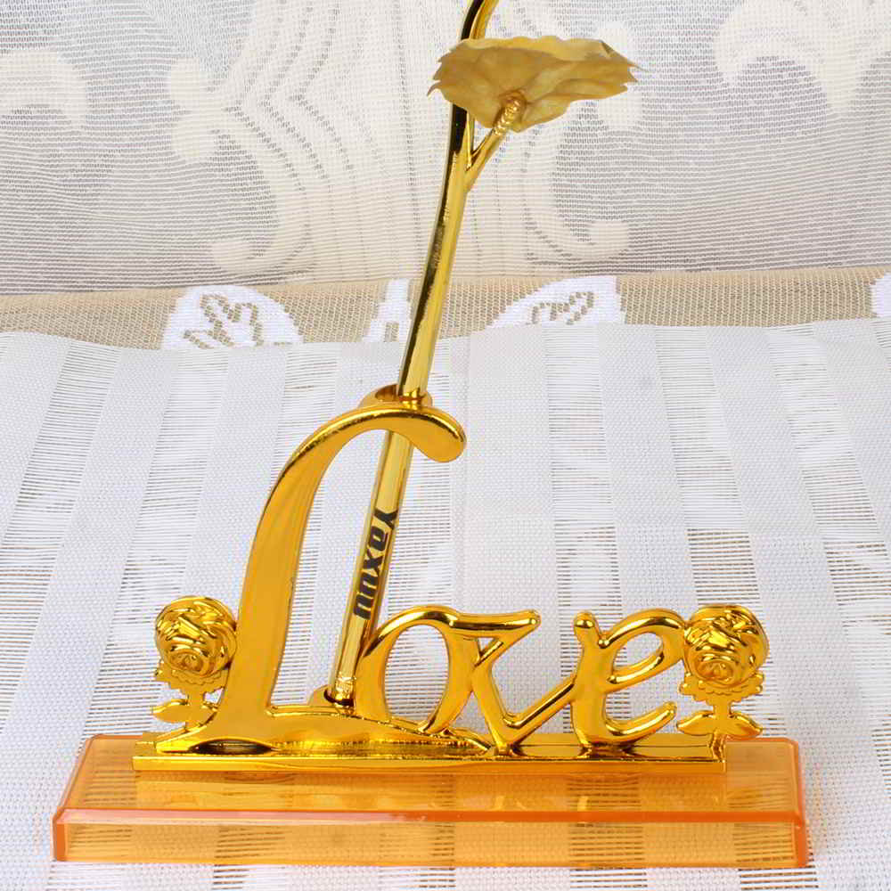 Customized Gold Plated Rose with Love Stand