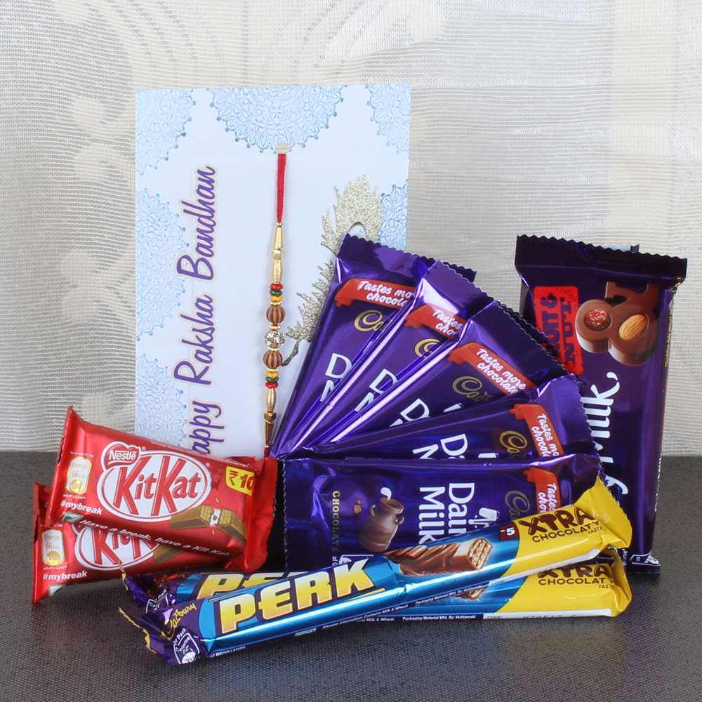 Assorted Cadbury Chocolate bars with Rakhi
