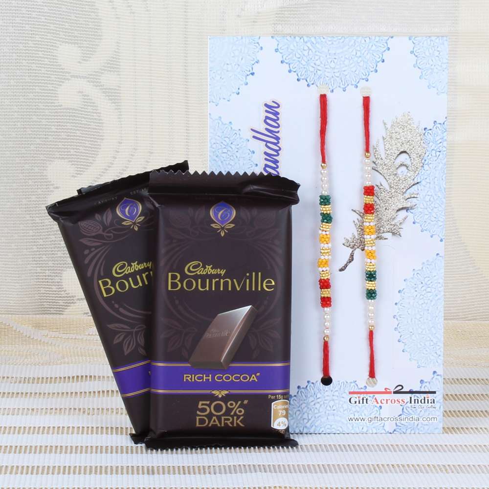 Bournville Chocolate with Set of Two Rakhi