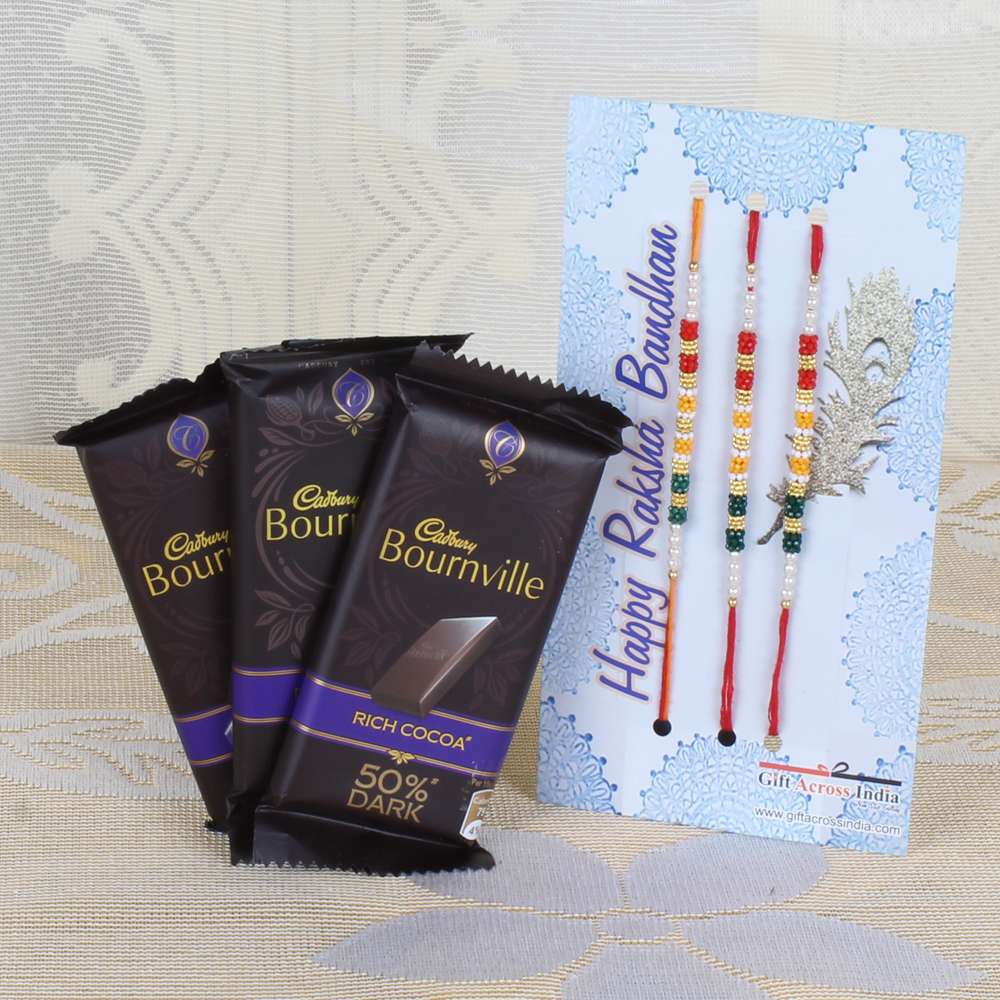 Set of Three Rakhi With Bournville Chocolate