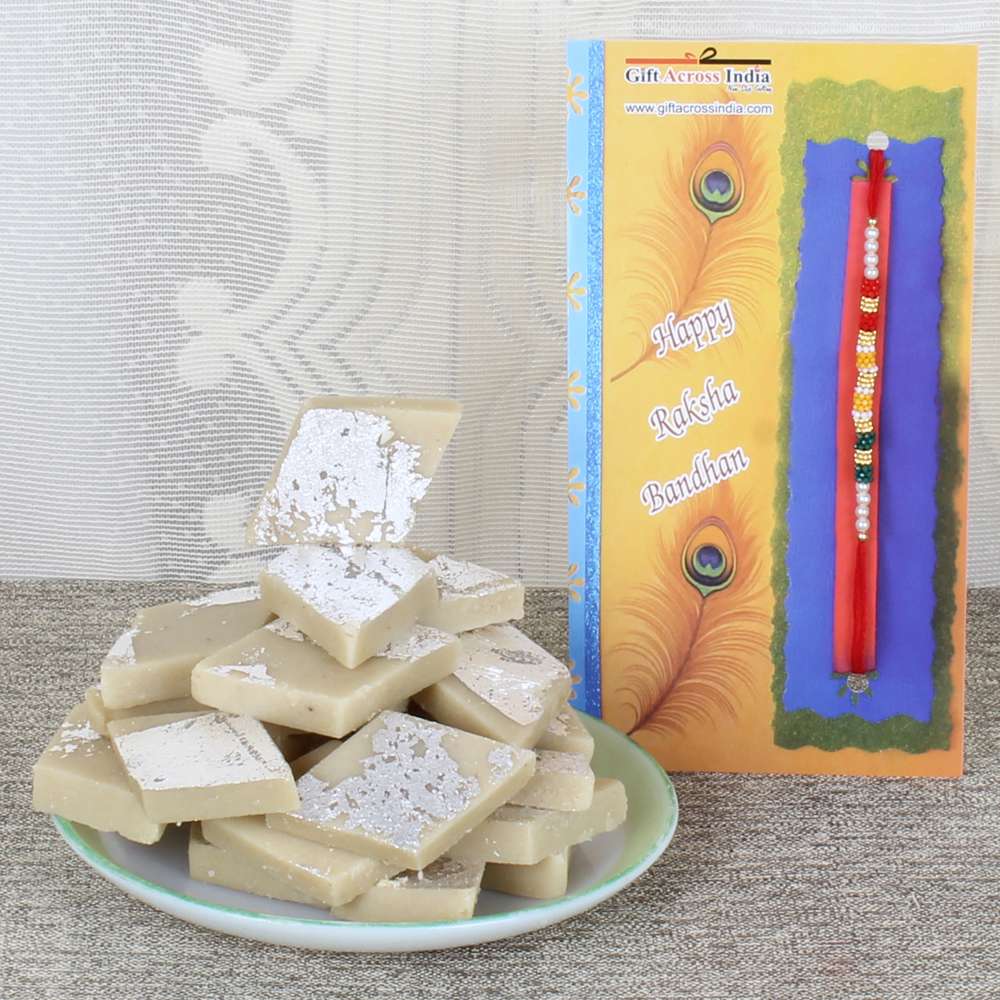 Thread Rakhi with 500 Gms Kaju Katli