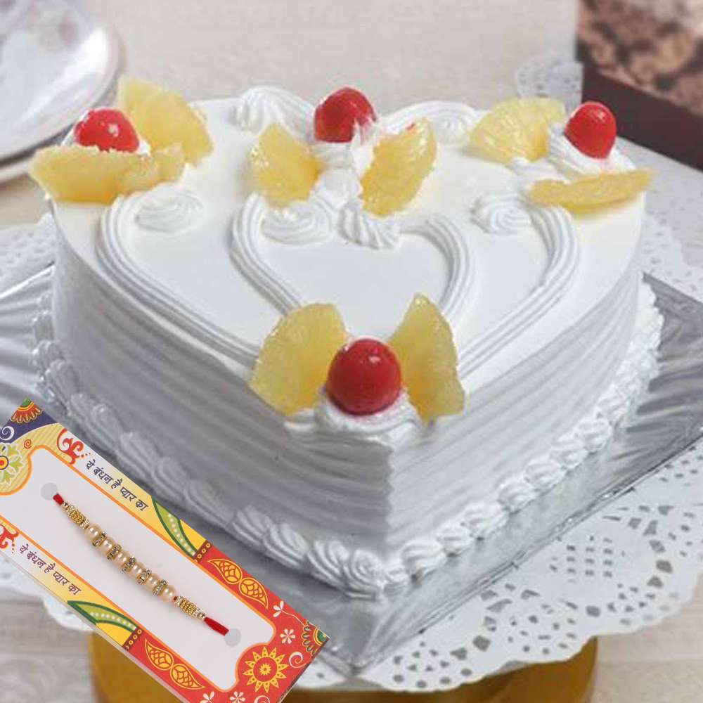 Attractive Rakhi with Pineapple Cake