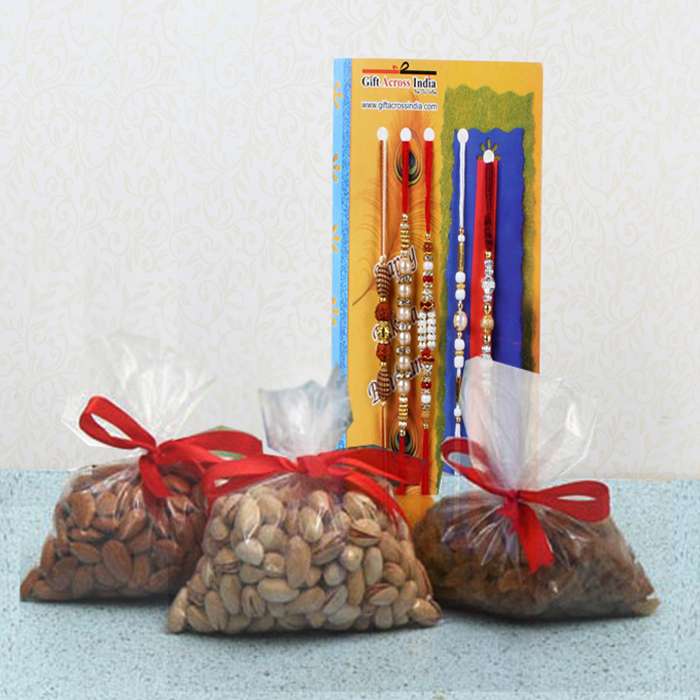 Combo of Five Rakhi with Assorted Dry Fruits